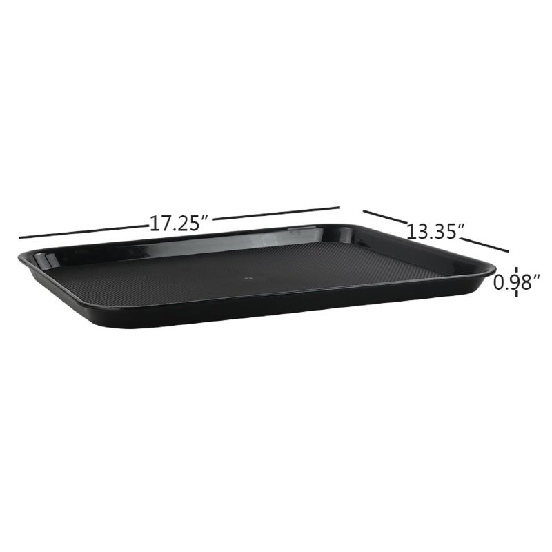 Teyyvn Black 4-Pack Plastic Fast Food Serving Tray, 17.25" x 13.35", Rectangular Food Tray - Image 2